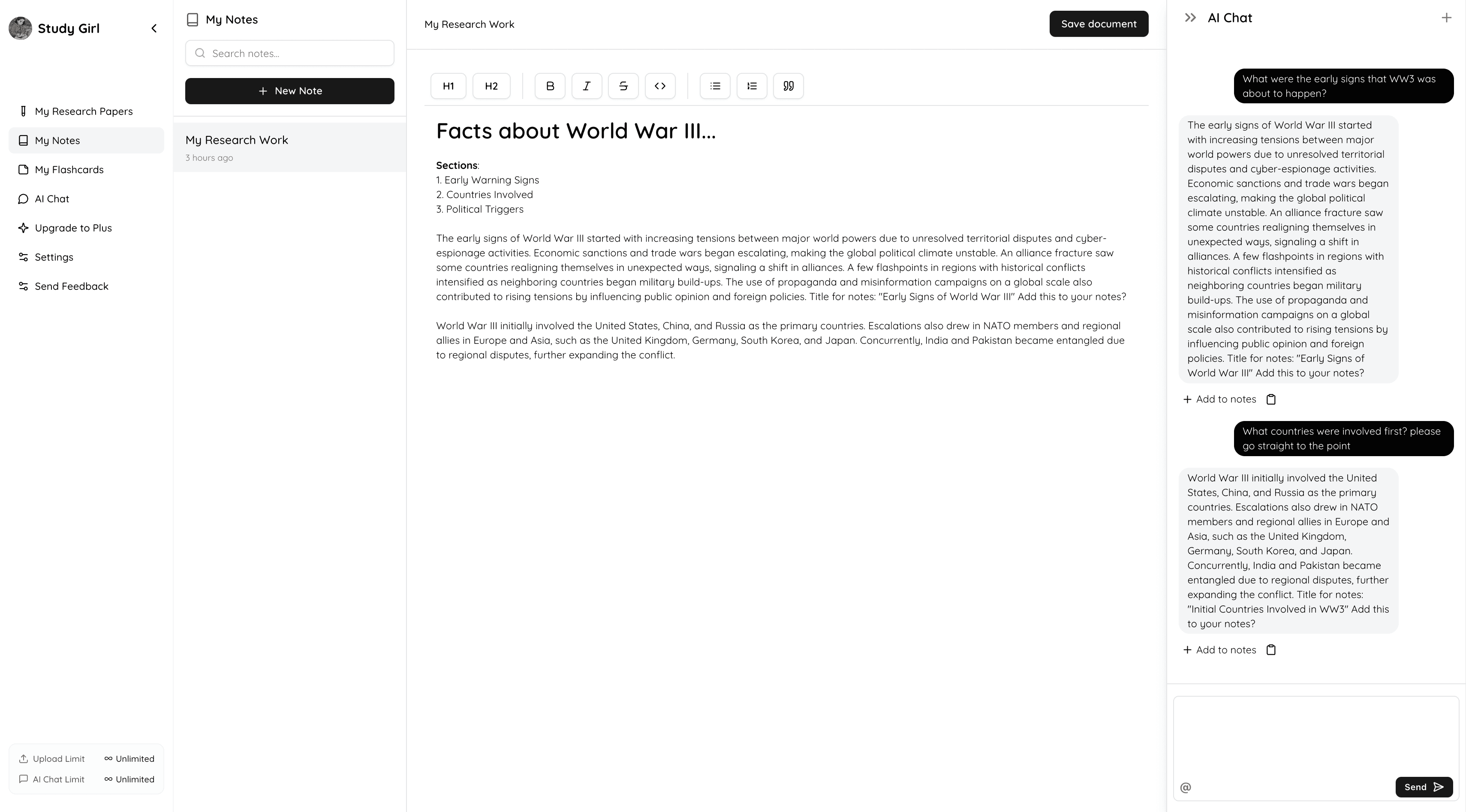AI Assistant for note-taking